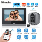 Tuya Video Doorbell 1080P WiFi Peephole Camera Door Bell PIR Cat Eye 4.3 Inch Home Digital Door Viewer for Security Protection