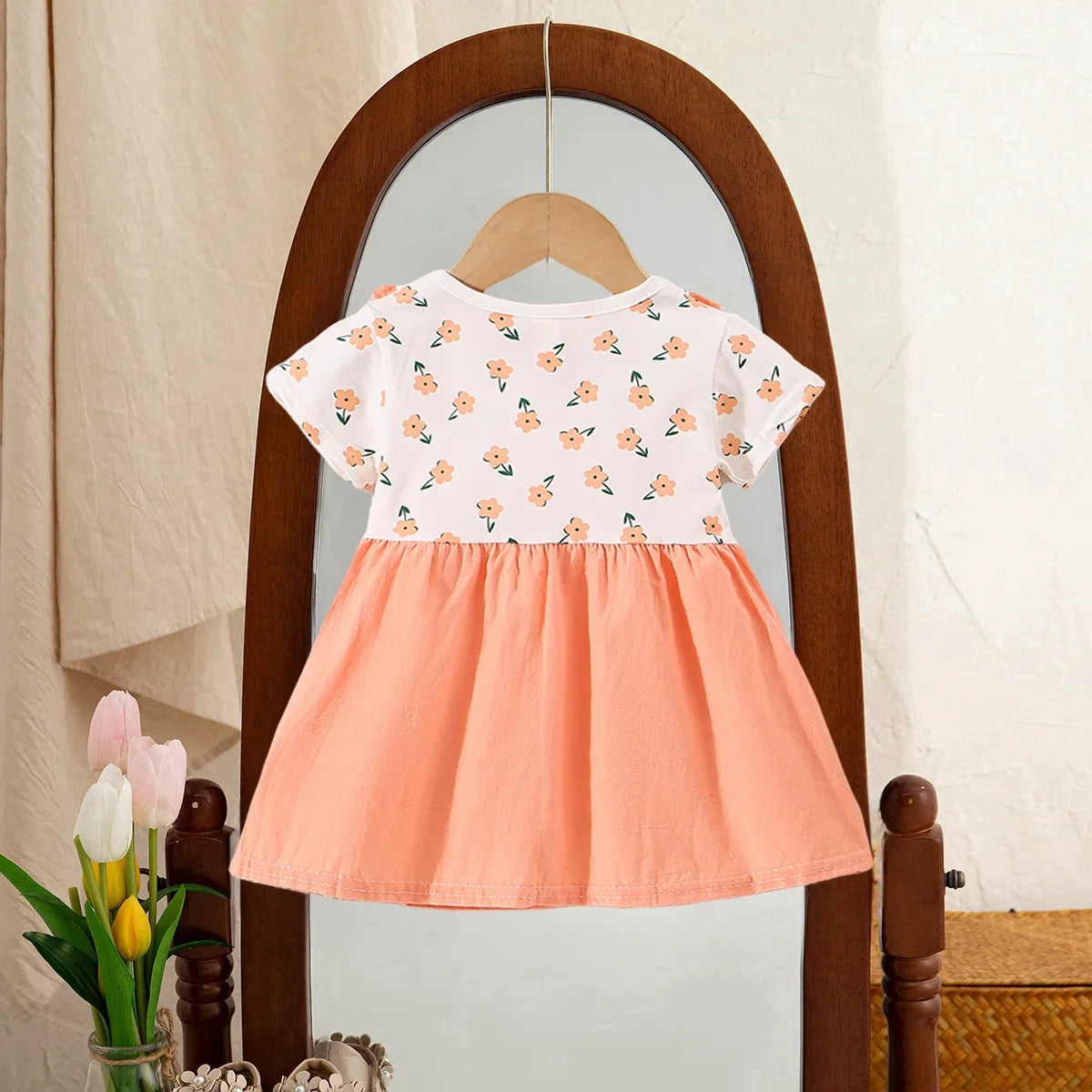 Baby Girl Dresses Summer Flower Short Sleeve Girls Dresses Cute Lapel Girls Dresses Baby Girl Clothes