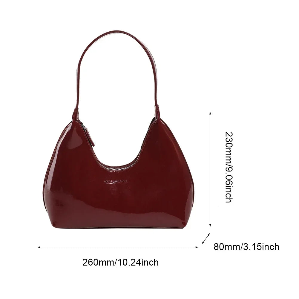 Fashion Shoulder Bag Women's Patent Leather Tote Versatile  Satchel Hobo Bag Girl Brand Designer Zipper Small Handbags