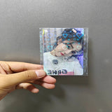 50PCS Idol Photo Protector Cover Self-adhesive Flat Mouth Card Film Laser Transparent Card Holder  Star Love Heart  Card Sleeve