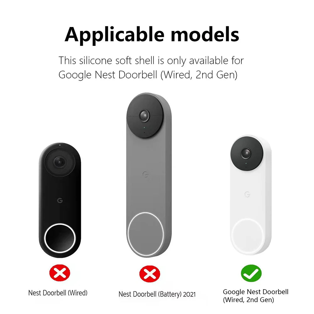 For Google Nest Doorbell Wired 2nd Gen Silicone Cover Waterproof UV Weather Resistant Protective Cover Doorbell Skin Case