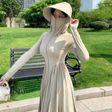 Long sunscreen clothes women's 2026 summer new dress UV protection full body sunscreen clothes ice silk long dress blouse