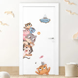 1Pc Cartoon Cute Cat Wall Sticker for Door Wall Decoration Children's Room Bedroom Wall Decals Kids Room Decor Living Room DIY