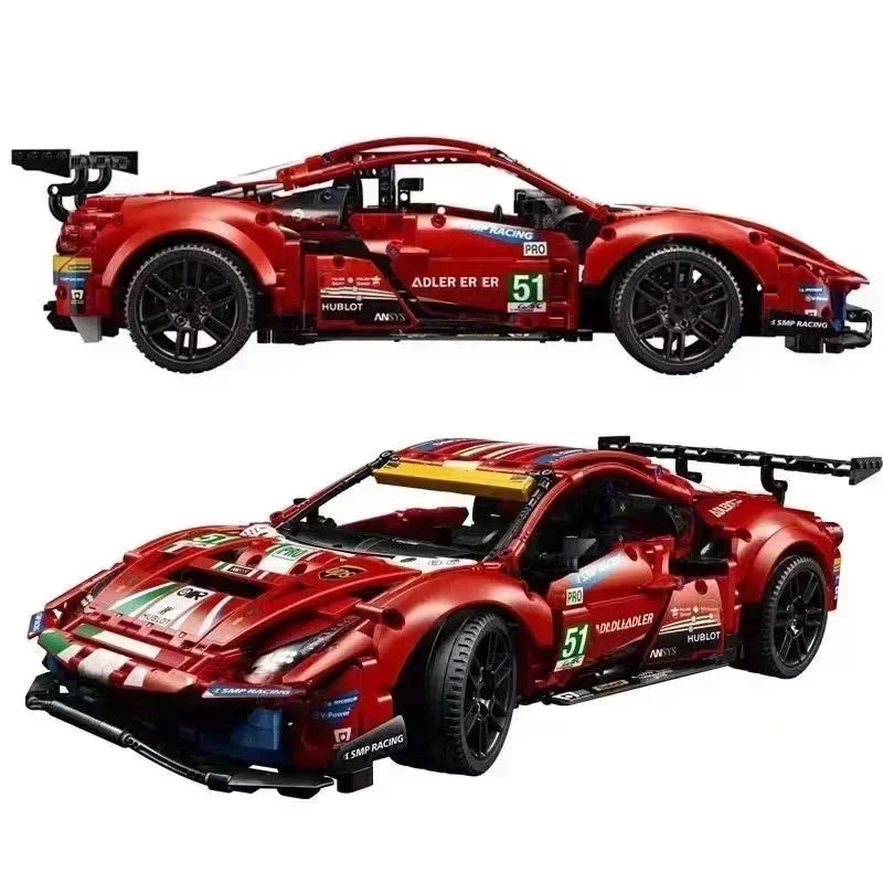 Technical Famous 42125 488 GTE AF Corse 51 City Racing Car Building Blocks MOC Bricks Super Sports Cars Model Boys Assembly Toys