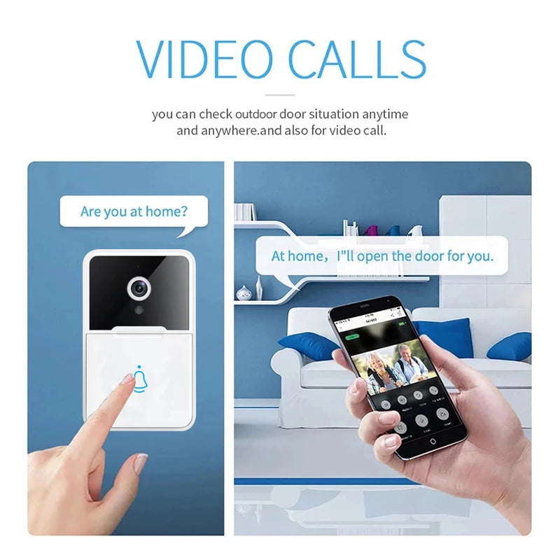 Wireless Video Doorbell Camera WiFi Doorbell HD Camera Outdoor Security Two-Way Audio Cell Phone Door Welcome Bell Intercom