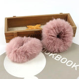 2Pcs Bright Color Hair Bands Hair Ties Handmade Hair Ropes Faux Rabbit Fur Furry Scrunchies Hair Accessories Lady Hair Ties