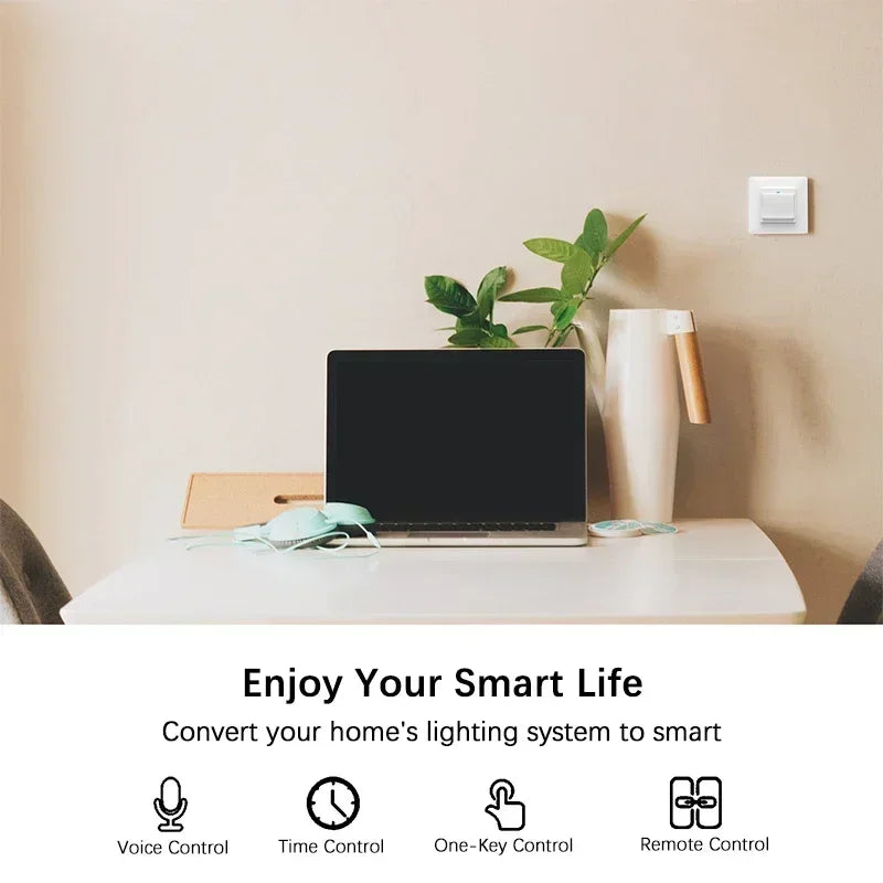 Tuya WiFi Smart Wall Light Switch Outlet, Removable APP Wireless Control Push Button Switch EU UK Wall Socket, Alexa Google Home