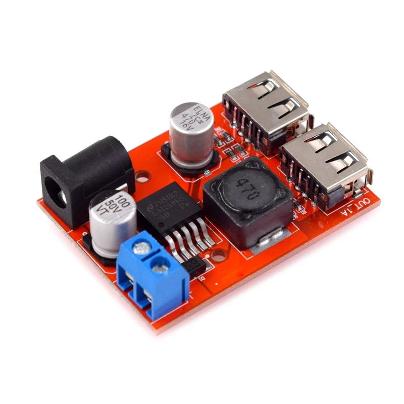 LM2596 LM2596S Dual USB DC-DC 9V 12V 24V 36V to 5V 3A Step Down Buck Converter Board Car Charger Solar Power Supply Module