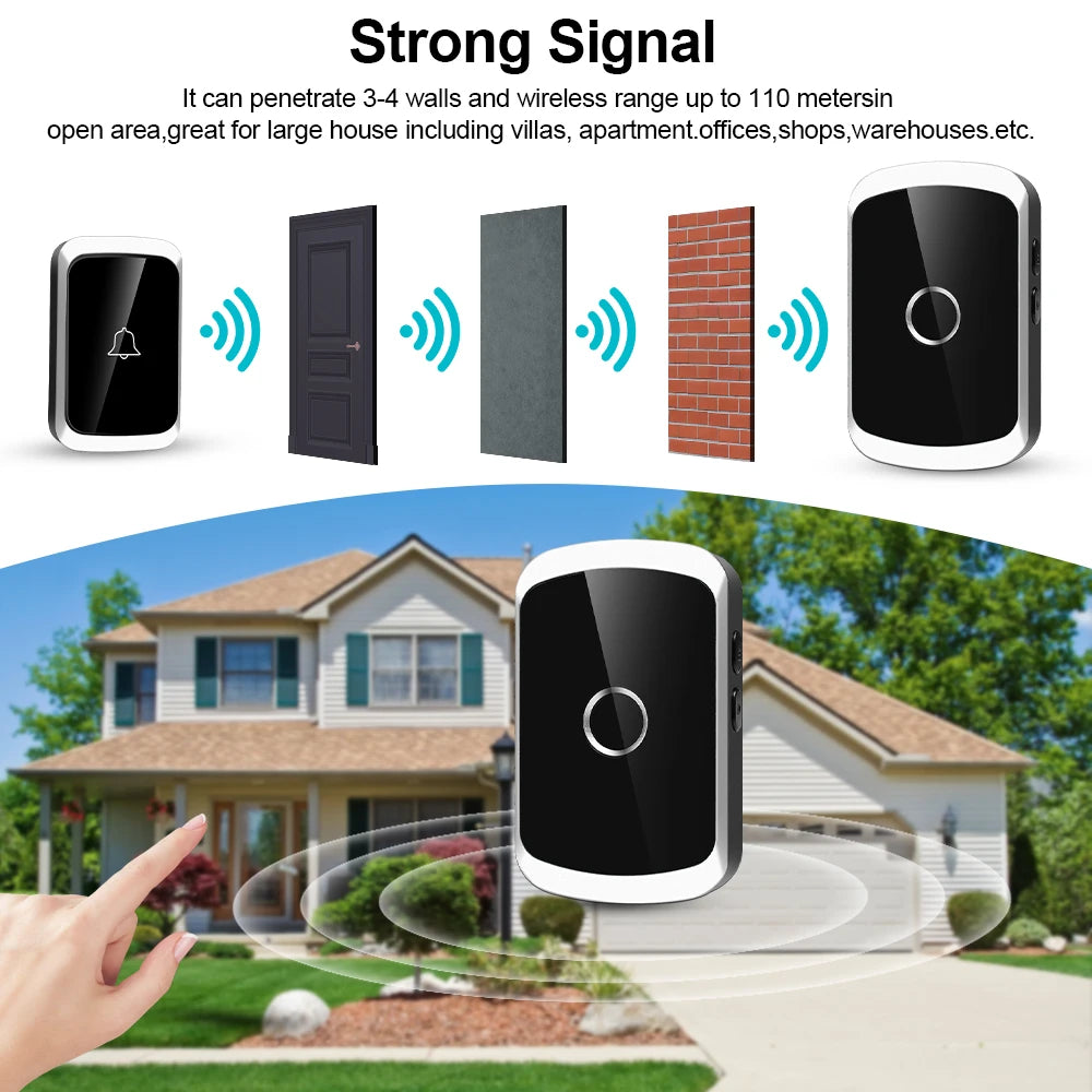 EZHEN Home Welcome Intelligent Wireless Doorbell 300Meters/984 FT Remote 36 Songs Smart Wireless Door Bell US EU Plug Optional