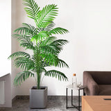 68-125cm(49.2in) Artificial Palm Tree Tropical Fake Plant Green Plastic Palm Leaf Branches Suitable for Home Garden Decoration