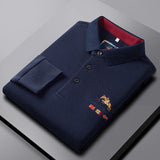 High end brand men fashionable long sleeved polo shirt SpringandAutumn 100% cotton business casual exquisite embroidered T-shirt