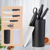 Kitchen Knives Set With Holder Scissorse Cut Meat Fish Fruit Steak Knife Plastic Handle Sharp Chef Cook Cleaver Knife 5PCS Set