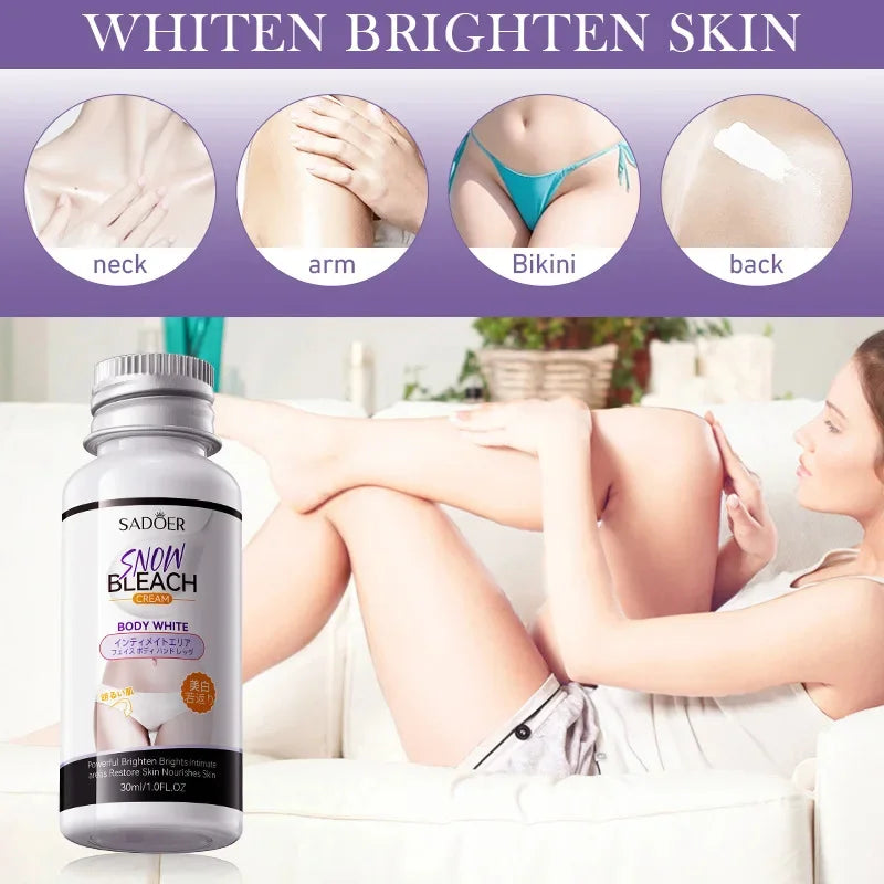 Snow Whitening Cream Quickly Private Parts Dark Skin Underarm Brighten Lotion Inner Thigh Elbows Bleach Joint Remove Melanin