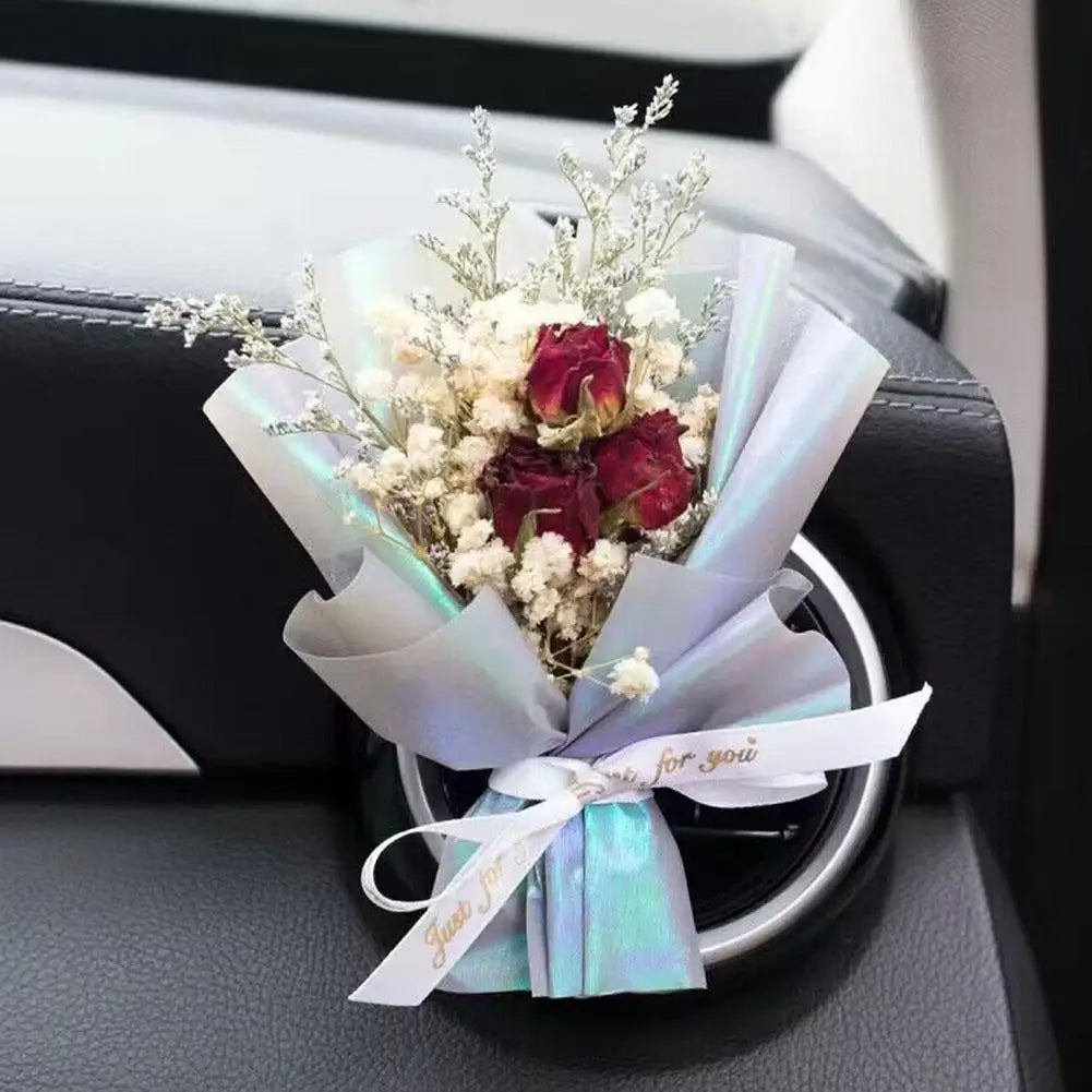 Dried Flowers Bouquet Car Perfume Air Vent Clip Mini Creativity Car Flower Accessories Eternal Bouquet Interior Ornament W1H7