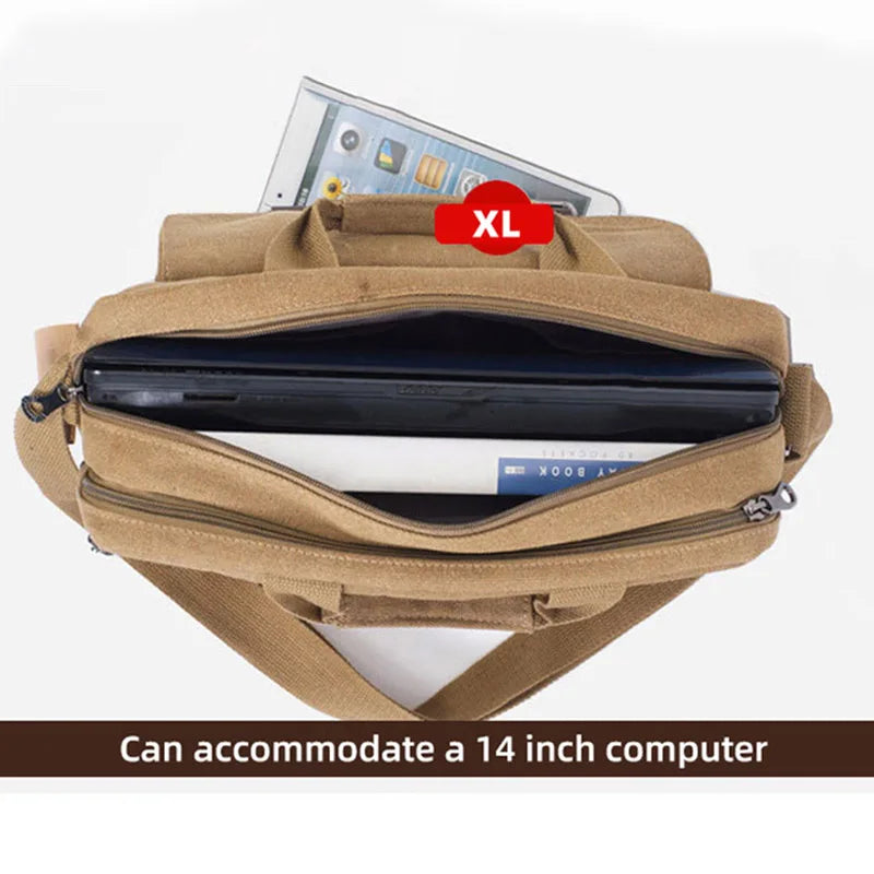 Men's Messenger Canvas Shoulder Bag Large Capacity Crossbody Bag Casual Vintage Outdoor Sport Travel Handbag  Sling Bag for Male
