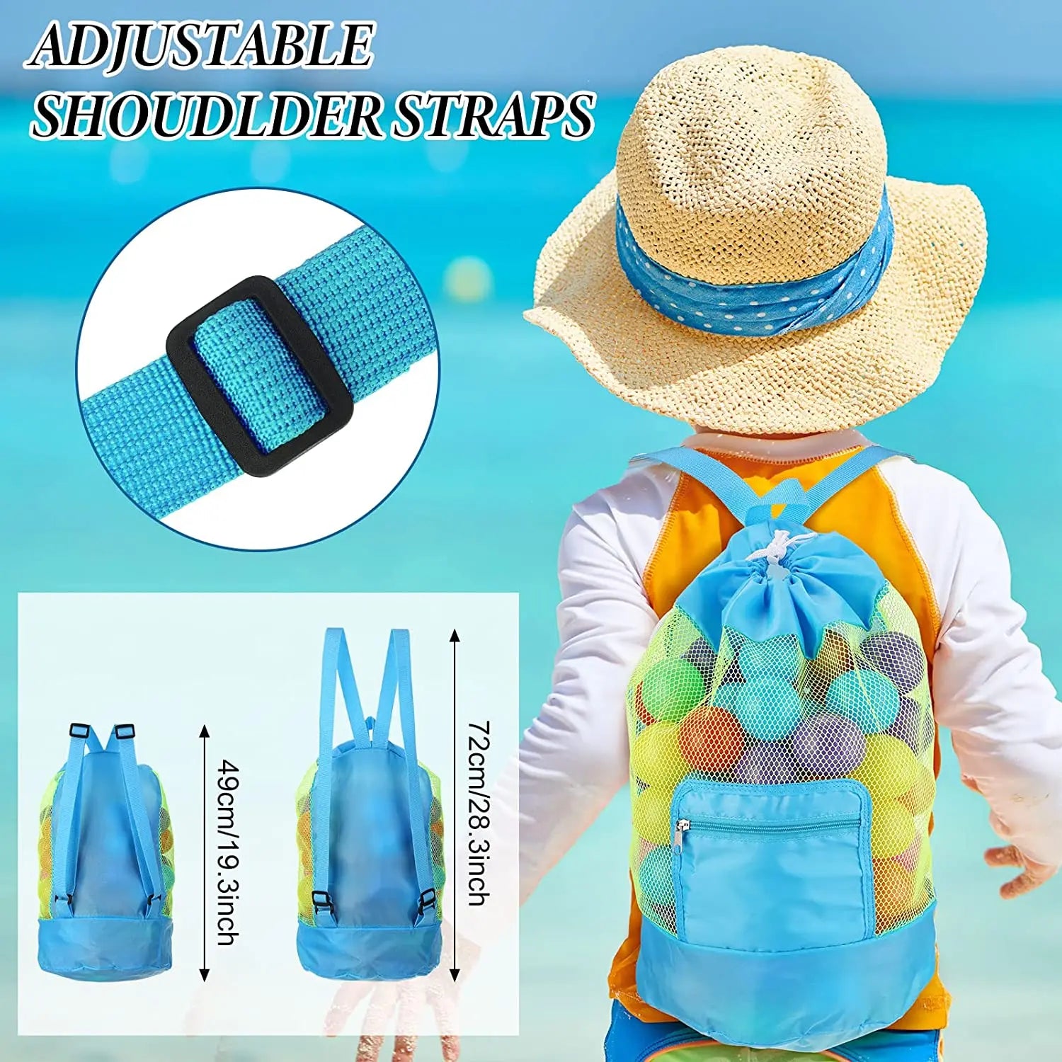 Portable Beach Bag Foldable Net Swimming Bag Children Beach Toy Organizer Storage Backpack Kids Outdoor Swimming Waterproof Bags