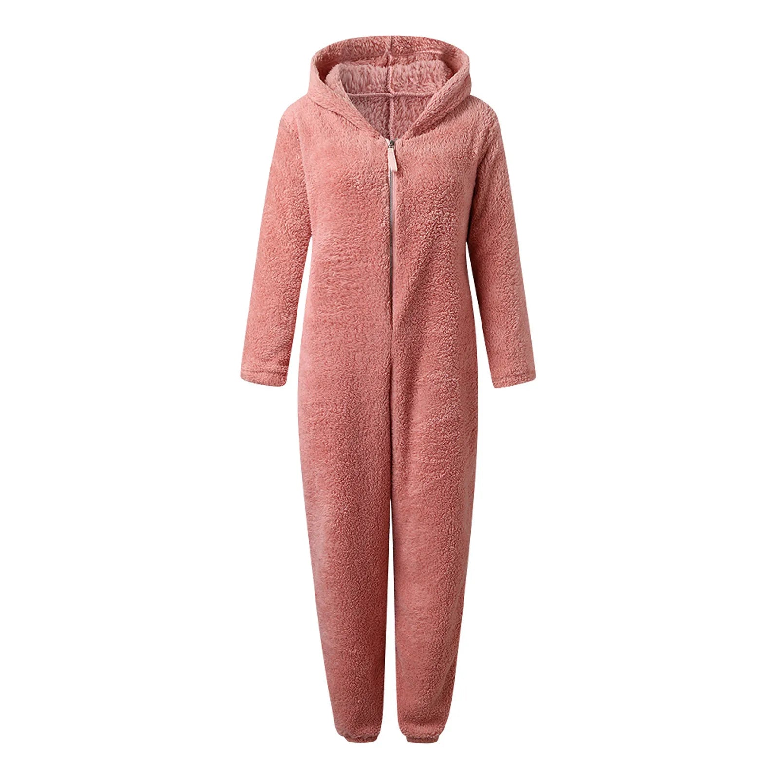 Winter Warm Sleepwear Home Clothes Cute Cat Ear Onesies Pyjamas Fluffy Fleece Hooded Jumpsuit Playsuit Pajama For Women Overalls