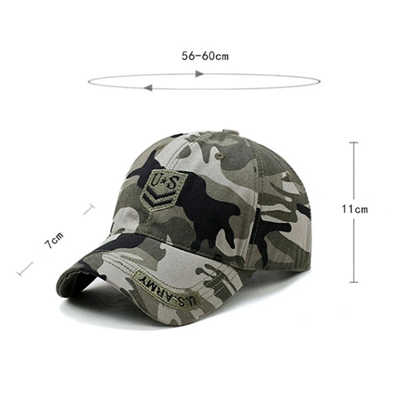 US Embroidery Men Women Baseball Cap Camouflage Jungle Unisex Snapback Hip Hop Outdoor Sun Visor Cotton Trucker Dad Hat