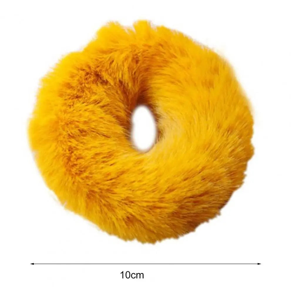 2Pcs Bright Color Hair Bands Hair Ties Handmade Hair Ropes Faux Rabbit Fur Furry Scrunchies Hair Accessories Lady Hair Ties