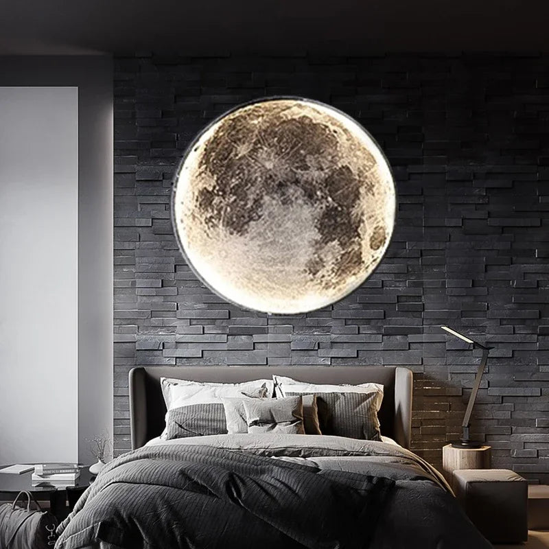 Modern Moon Light Wall Lamp Bedroom Background LED Sconce Light Living Home Decor Creative Earth Stairs Interior Wandlampe