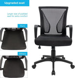 Office Chair Mid Back Swivel Lumbar Support Desk Chair, Computer Ergonomic Mesh with Armrest (Black)