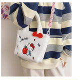 Hello Kitty Cute Bag Women Plush Shoulder Bag Kuromi Cinnamoroll Melody Purses Handbags Sanrio Kawaii Mini Kids CartoonBag Gifts