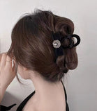 8 CM Crystal Black Velvet Bow Hair Clips Autumn Winter Women Hair Claw Clip French Elegant Korean Hair Accessories Headwear Gift