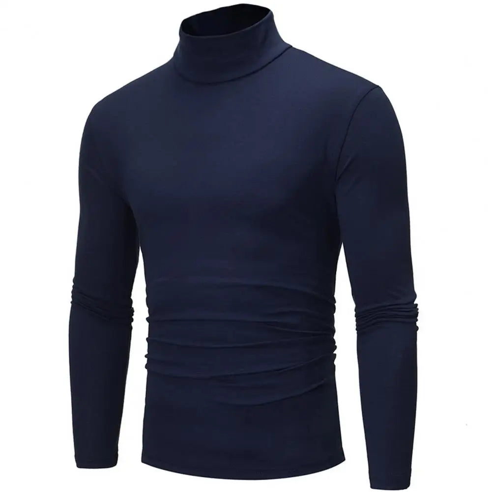 Slim Men Autumn Winter Thermal Underwear Bottoming T-shirt Turtleneck Solid Color Loose Elastic Thermal Underwear Top