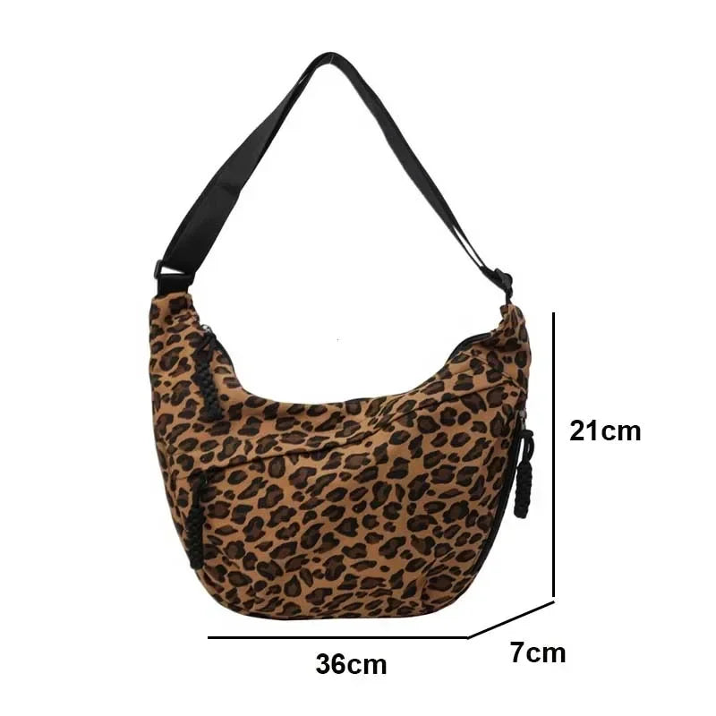 Leopard Print Crossbody Bags for Women Corduroy Casual Shoulder Tote Bags Ladies Sac A Main Femme Designer Luxury Handbags 2024