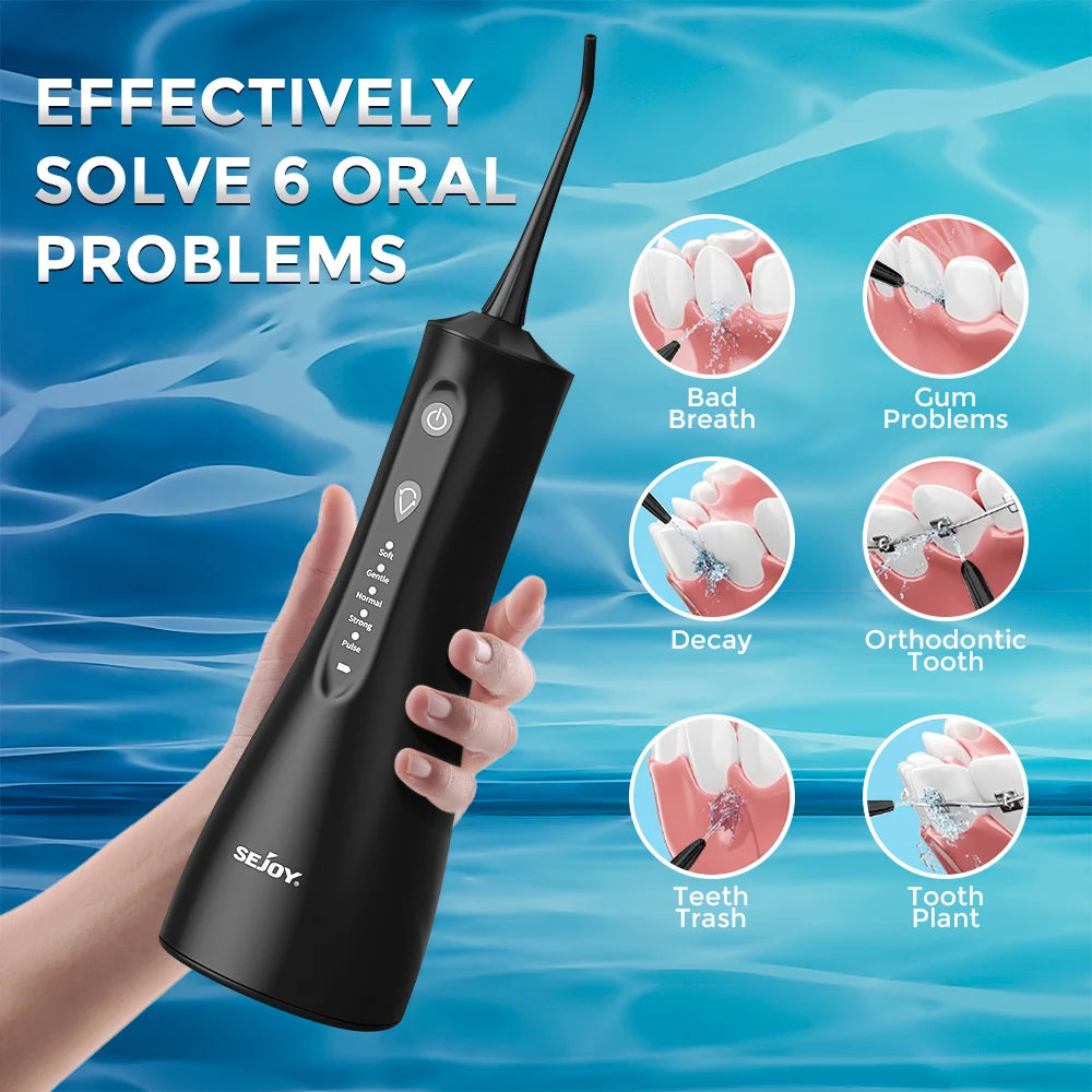 SEJOY Water Flosser Professional For Teeth, Gums, Braces, Dental Care, Electric Power With 5 Settings, 5 Tips For Multiple Users