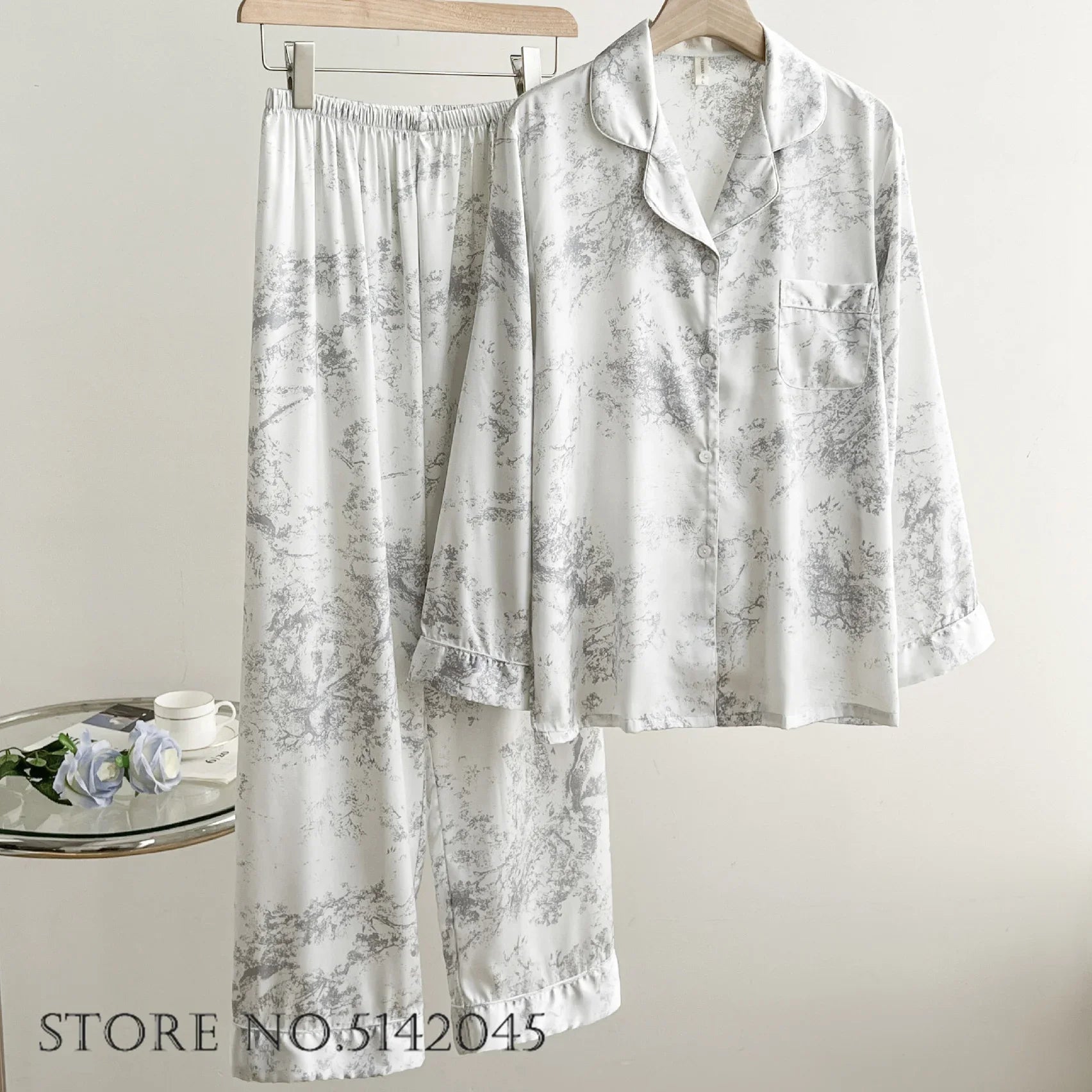 Summer Women's Pajama Sets Short Sleeve Pyjamas Flower Print Home Clothes Sleepwear Soft and Comfortable Loungewear Nightwear
