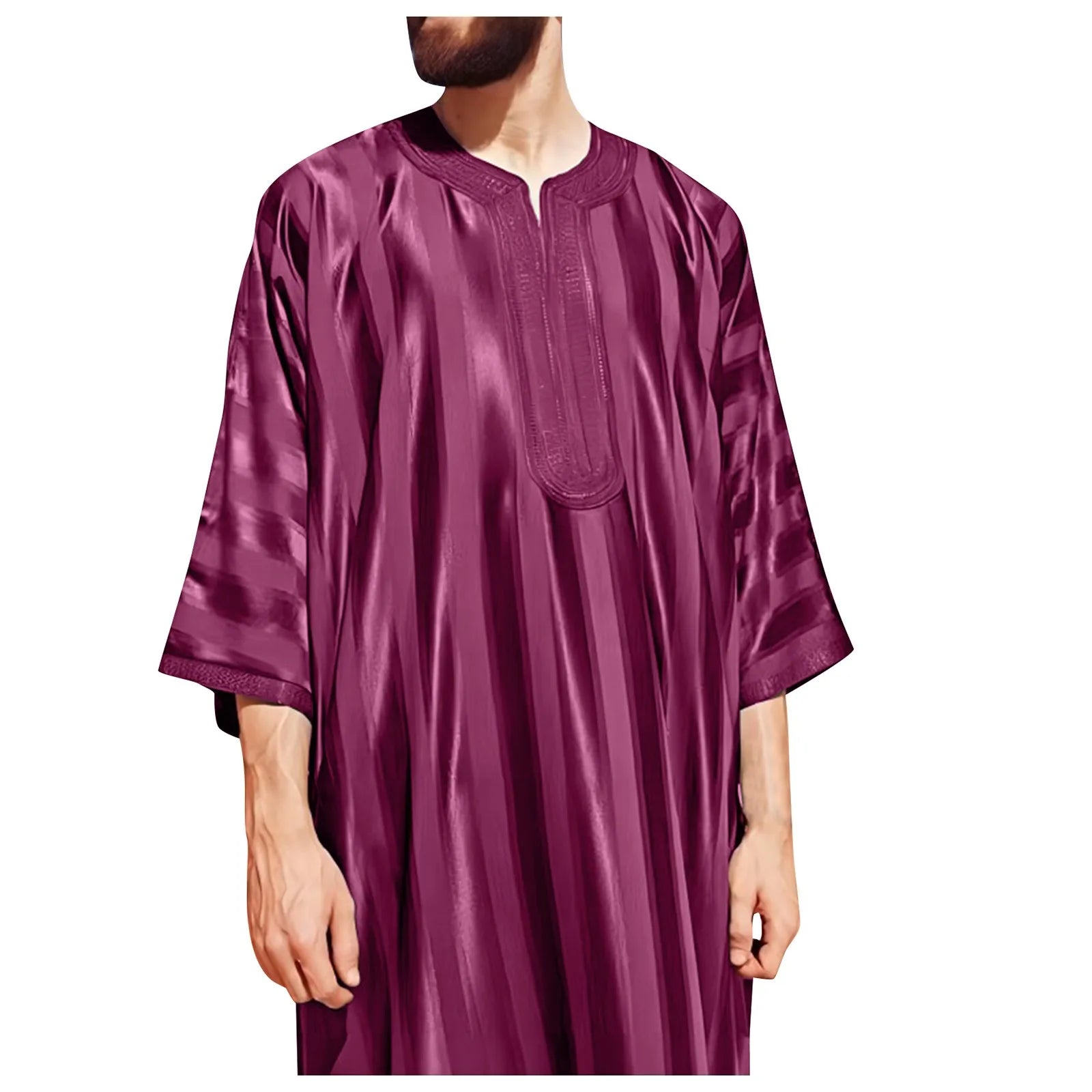 New Men Arab Muslim Fashion Islamic Clothing Men Embroidered Jubba Thobes Homme Moroccan Kaftan Eid Prayer Long Robe Dress 2024