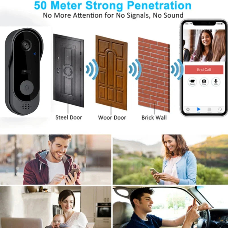 Tuya Wireless Doorbell Waterproof WIFI Video Smart Home By Bell Camera Button Welcome by Chime Security Alarm For House