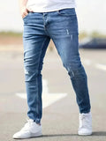 Mens Jeans Casual Skinny Pants Stretch Denim Trousers Male Slim Fit Straight Pants Fashion Jeans Soild Pencil Pants Man Clothing