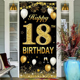 Black Gold Birthday Balloon Banner Cheer 18th Happy 18 Year Old Birthday Ballon Backdrop Happy Birthday Party Decor Baloon