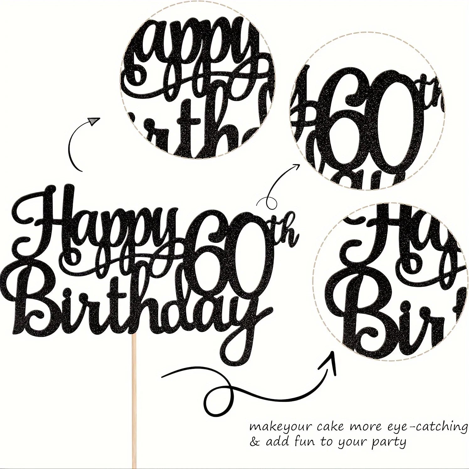 1pc 60th Birthday Cake Topper - Cheers to Fabulous Design Perfect for Adult Celebrations, Anniversaries