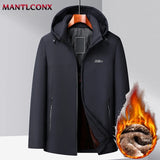 Luxury Fleece Lining Men's Winter Coats Hooded Parka Men's Winter Jacket Windbreak Thermal Winter Jacket for Men Hiking Camping