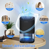 Smart Air Purifier Portable Dehumidifier Home Office and RV Eliminate Damp Mold and Moisture Easy To Use and Energy Efficient