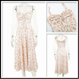 Townlike Waist Wrap Print A-line Midi Long Dress Women Spaghetti Strap 2024 Spring Summer Dress Backless Sexy Party Dresses
