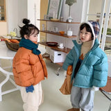 Boys Girls Casual Down Coats Children Winter Warm Jackets Kids Fashion Stand Collar Outerwear Baby Thicken Solid Color Clothes