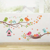 Cartoon Cute Bird Family Branch Flower Animal Wall Stickers Removable for Bedroom Living Room Foyer Decoration Wall Decals