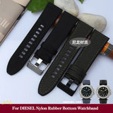 24mm 26mm 28mm Canvas Silicone Watch Strap For DIESEL DZ4500 DZ4506 DZ7420 DZ4318 Pei-nahai PAM985 Nylon Rubber Bottom Watchband