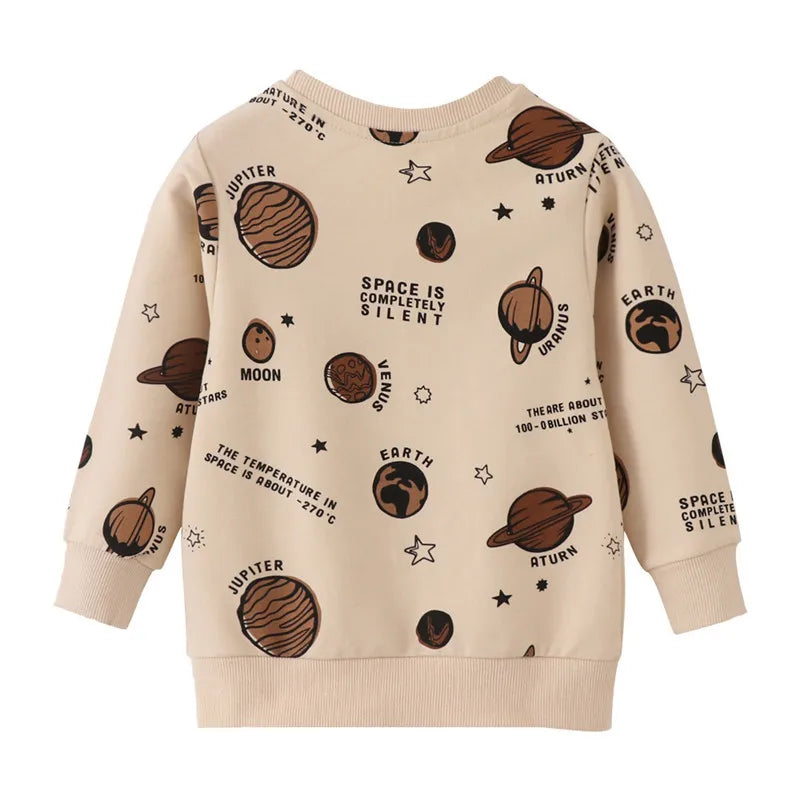 Jumping Meters New Arrival Children's Space Print Boys Girls Sweatshirts Autumn Spring Toddler Clothing Sport Kids Shirts Hooded