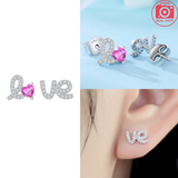 925 Sterling Silver Angel Earrings Red Heart Shape Zircon Stud Earrings for Women Engagement Luxury Jewelry Accessories Gift