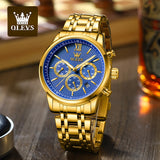 OLEVS 2023 New Gold Watch for Men Stainless Steel Waterproof Chronograph Calendar Man Watch Luxury Top Brand Men's Wristwatches