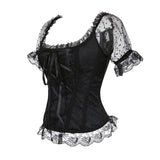 Sapubonva Satin Corsets and Bustiers Gothic Lace Up Vest Overbust Corsets Shoulder Straps Brocade Corselet for Women Steampunk