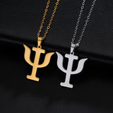 18K Gold Plated Psychology Symbol Pendant Necklace For Women Men Stainless Steel Psychological Jewelry