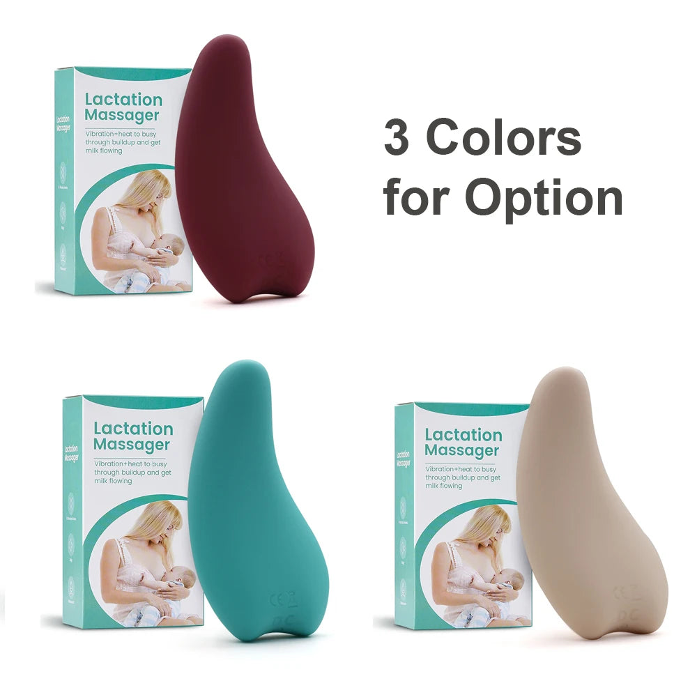 Warming Lactation Massager Soft Silicone Breast Massager for Breastfeeding Heat + Vibration for Clogged Ducts Improved