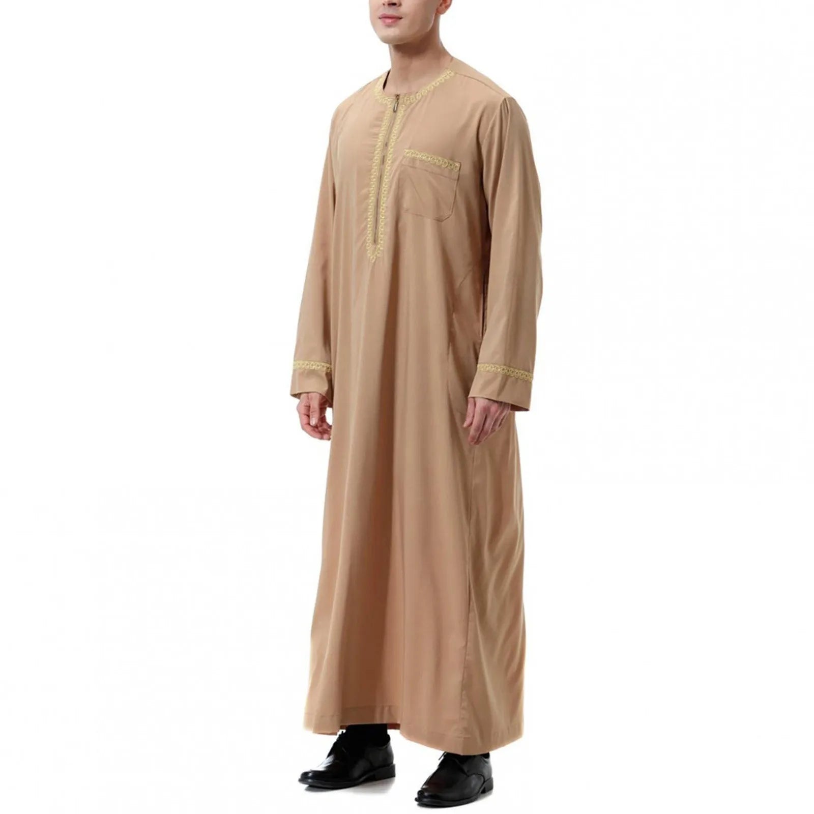 Muslim Fashion Men Jubba Thobes Arabic Pakistan Dubai Kaftan Abaya Robes Islamic Clothing Saudi Arabia Black Long Blouse Dress