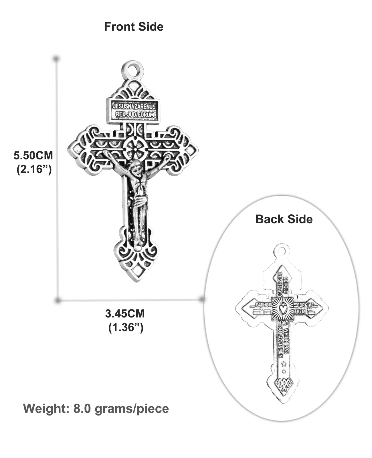 5Pcs/Lot Religious Pardon Crucifix Forgiveness Cross Pendant Silvery Charms for DIY Rosary Chaplet Necklace Jewelry Making Parts